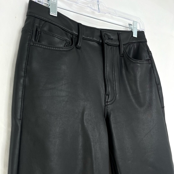 Mother Insider Vegan Leather Ankle Flare Black Pants Size 32 - Picture 6 of 16